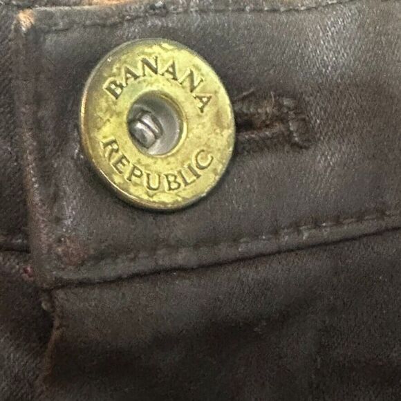 Banana Republic Brown Waxed Denim Mid-Rise Jeans Women's 31 Boho Moto - Picture 4 of 11